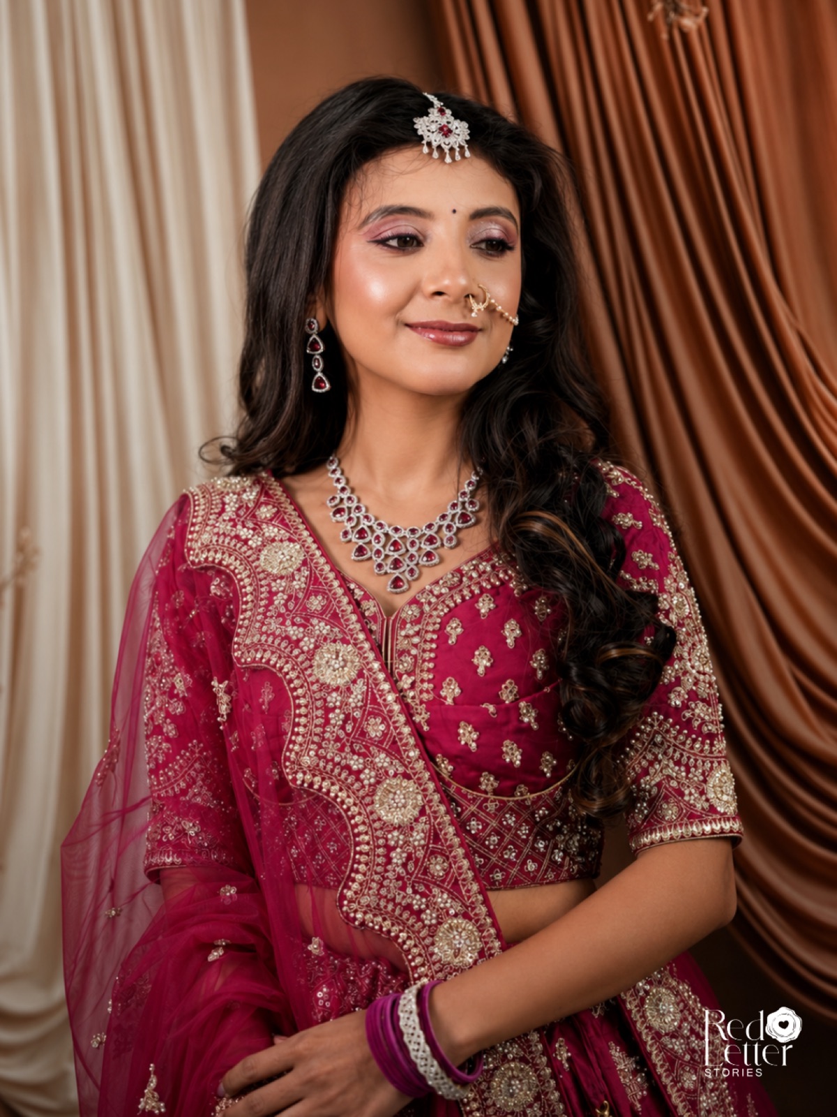 Bridal portrait capturing traditional charm
